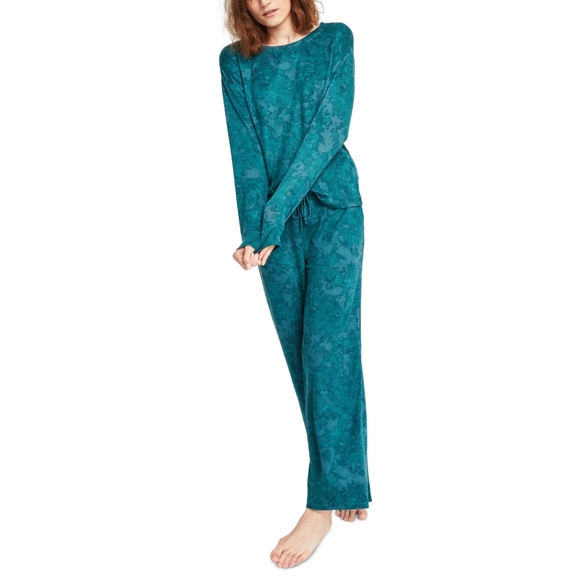 Jenni Women's Cozy Pajama Set, Created for Macy's - Green Subtle Tiedye - Picture 1 of 8